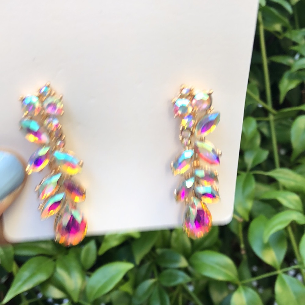 Stunning Aurora Borealis Statement Dangle Earrings - image 4